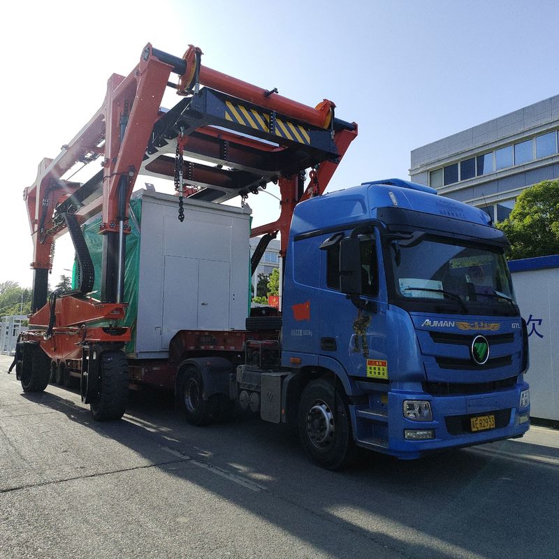 Blue Industrial Straddle Carrier Manufacturer Mudah Dioperasikan Untuk Produk Baja